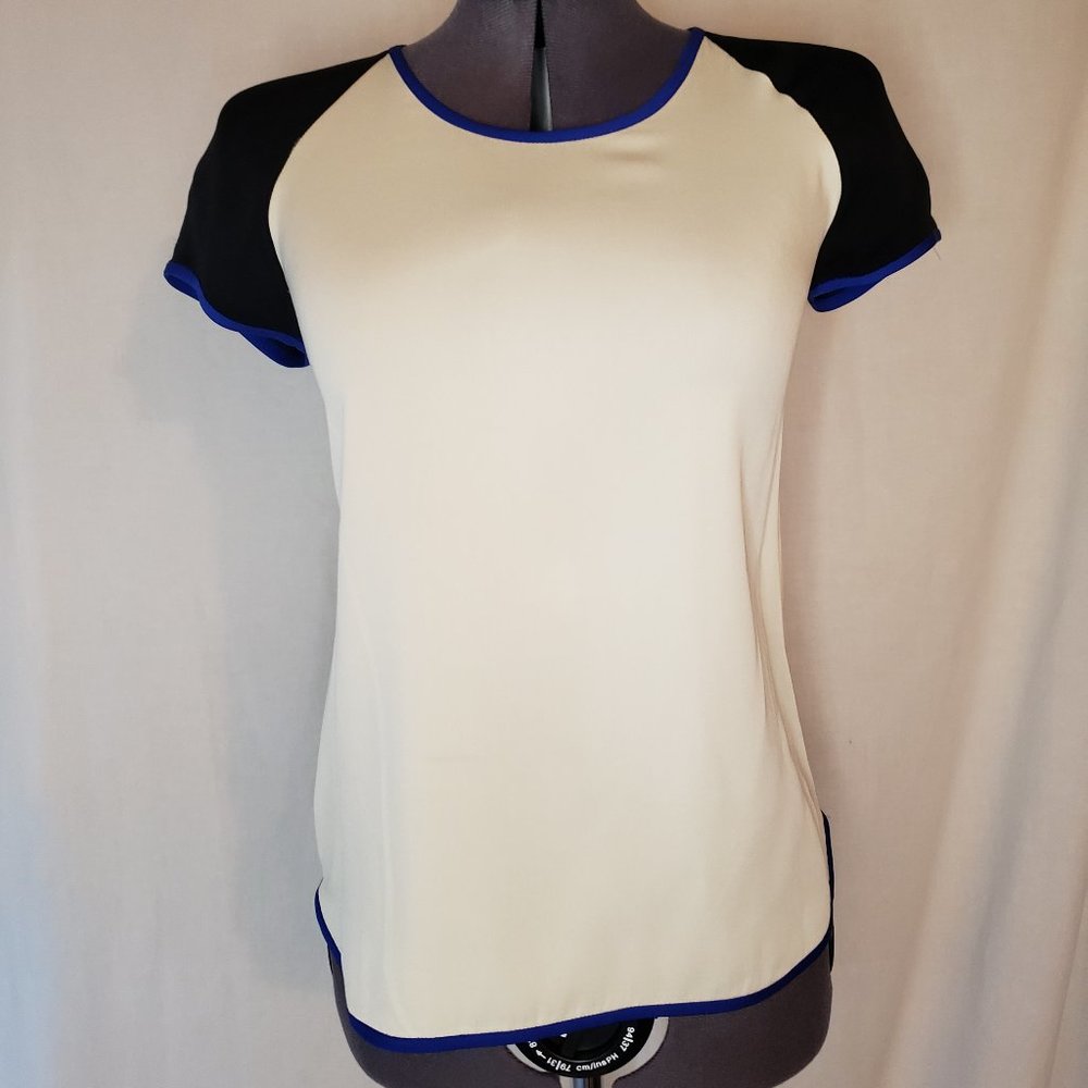 Diane Von Furstenberg Silk Top cream/blk/blu